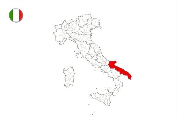 Vektor Weinregion Apulien in Italien von Cà del Piemonte